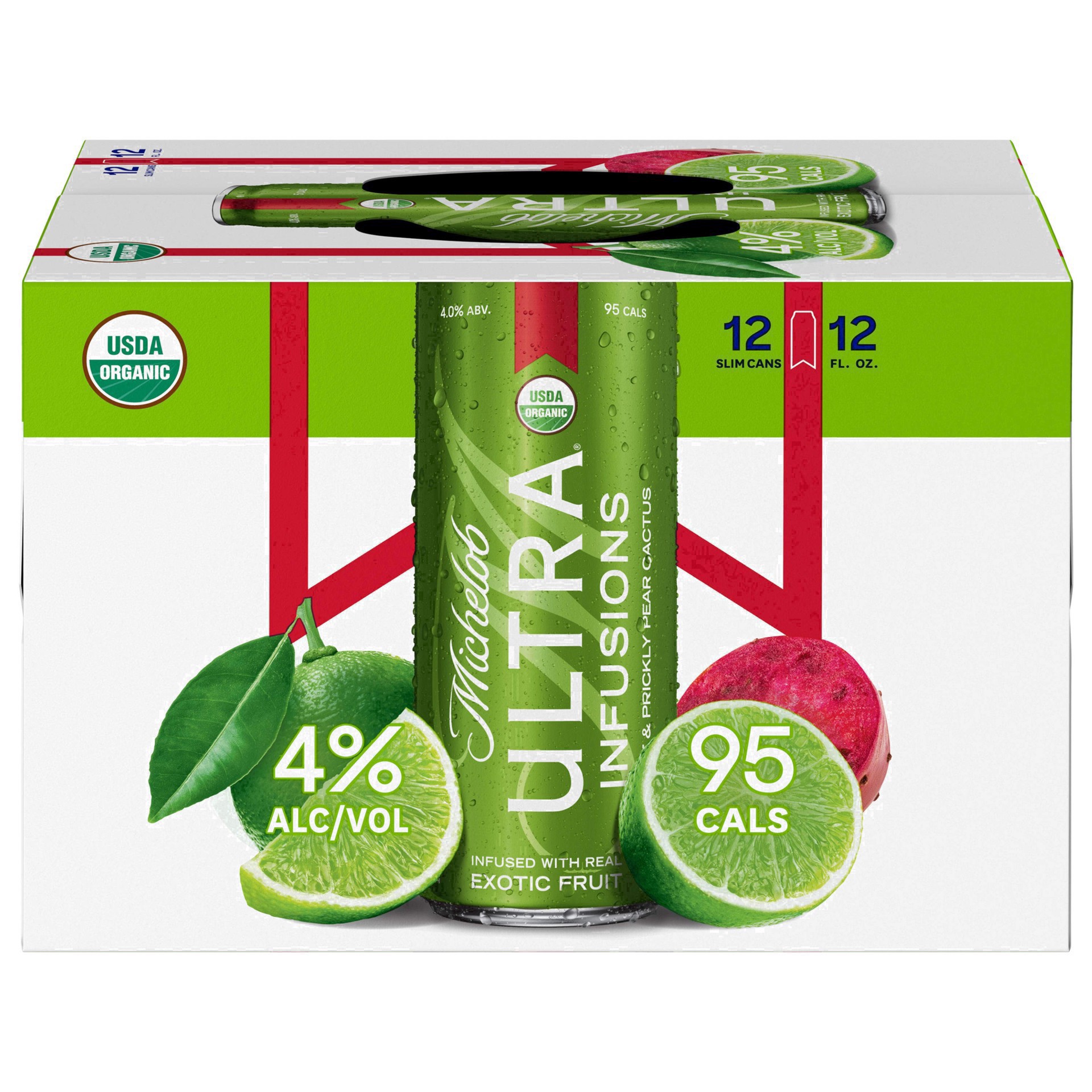 slide 72 of 99, Michelob ULTRA Infusions Lime & Prickly Pear Cactus Beer 12 Pack, 12 fl oz Cans, 4% ABV, 144 fl oz