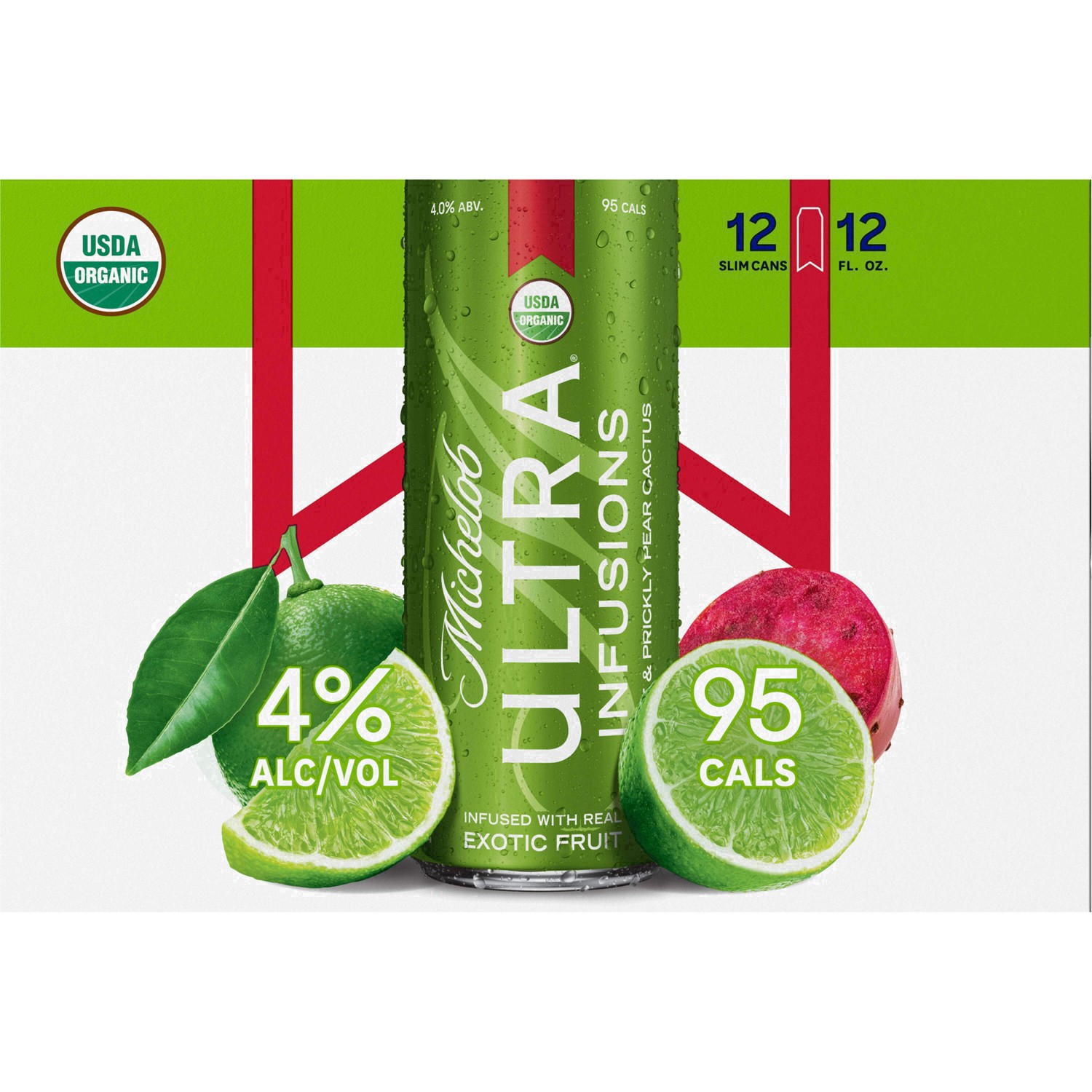 slide 24 of 99, Michelob Ultra Infusions Lime & Prickly Pear Cactus Light Beer, 4% ABV, 12 ct; 12 fl oz