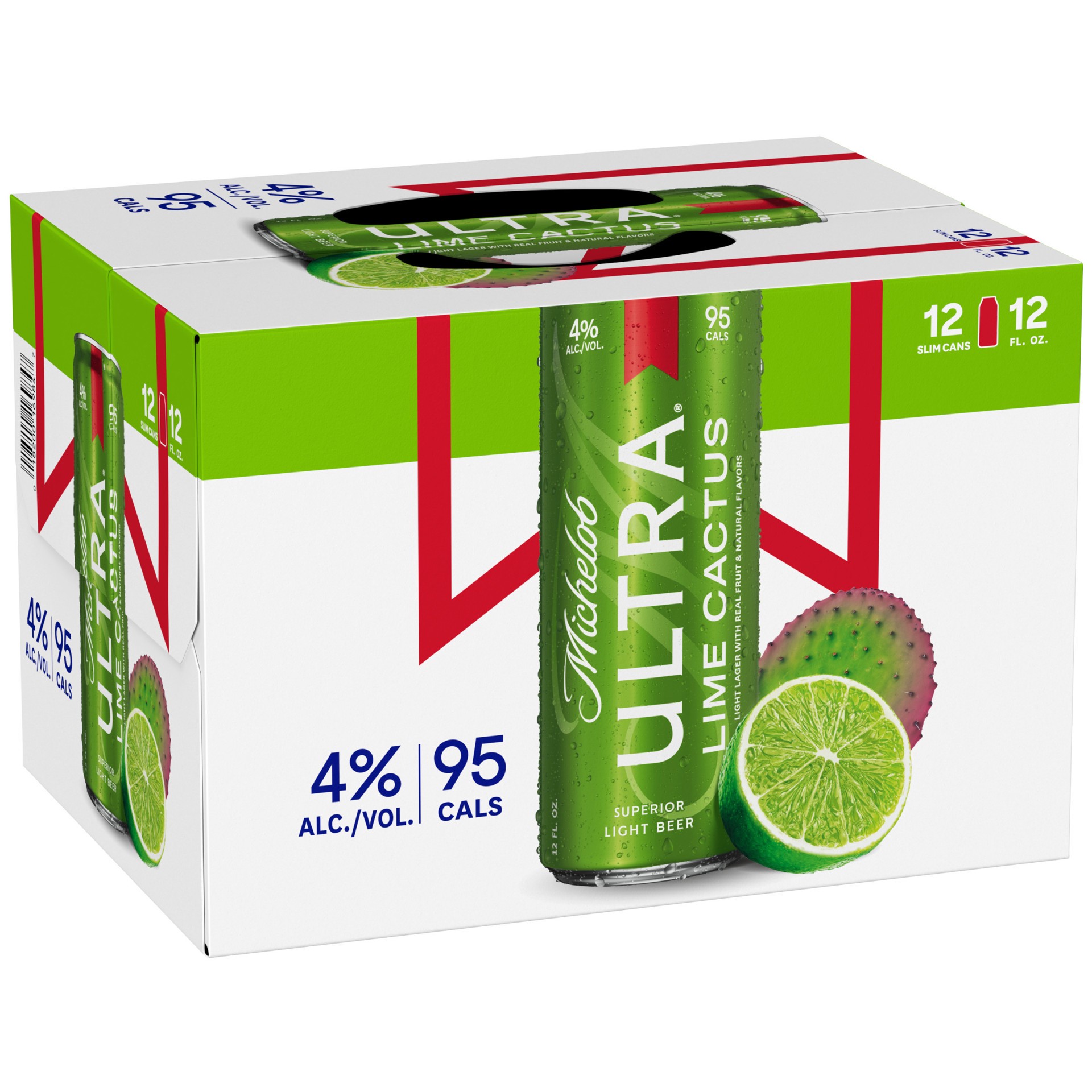 slide 1 of 99, Michelob ULTRA Infusions Lime & Prickly Pear Cactus Beer 12 Pack, 12 fl oz Cans, 4% ABV, 12 ct; 12 oz