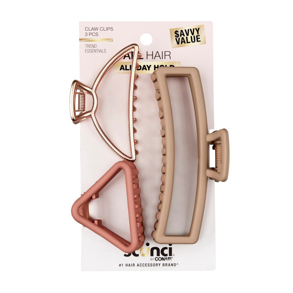 slide 1 of 1, scünci All Hair Claw Clips 3 ea, 3 ct