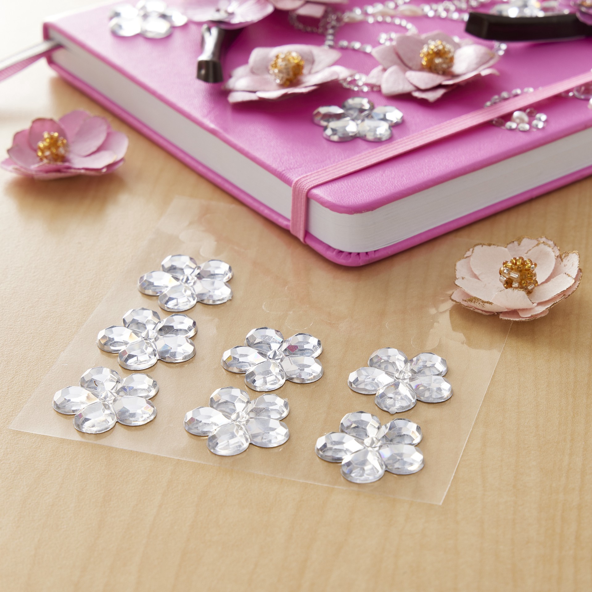 slide 2 of 3, Clear Flower Rhinestone Stickers By Recollections, 25 mm