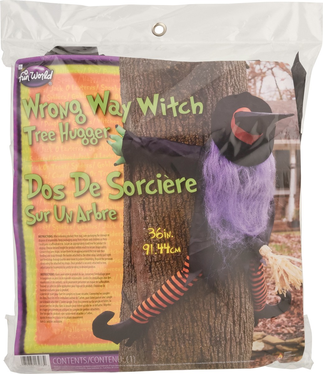 slide 5 of 9, Fun World 36" Wrong Way Witch Tree Hugger Decor, 1 ct