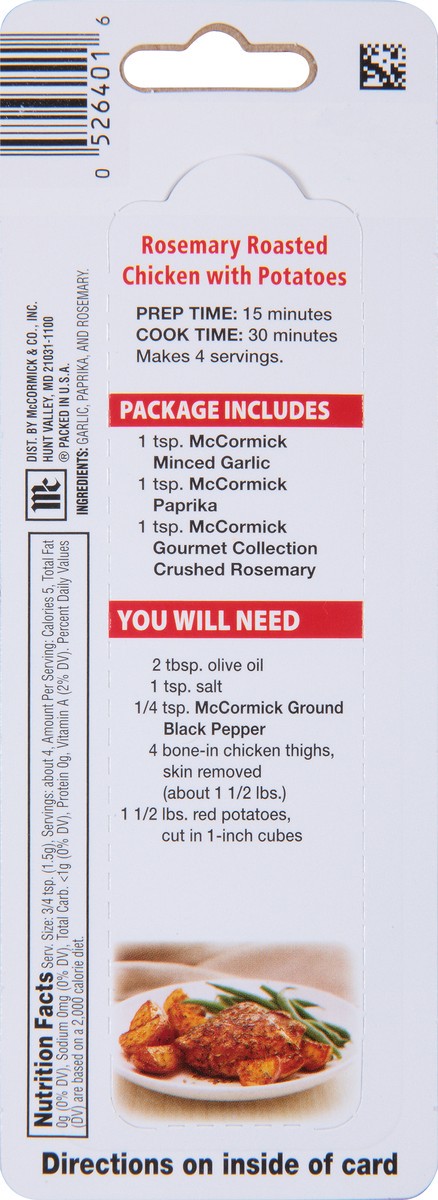 slide 2 of 8, McCormick Recipe Inspirations™ Rosemary Roasted Chicken With Potatoes Seasoning Mix 0.24 oz. Carded Pack, 0.24 oz