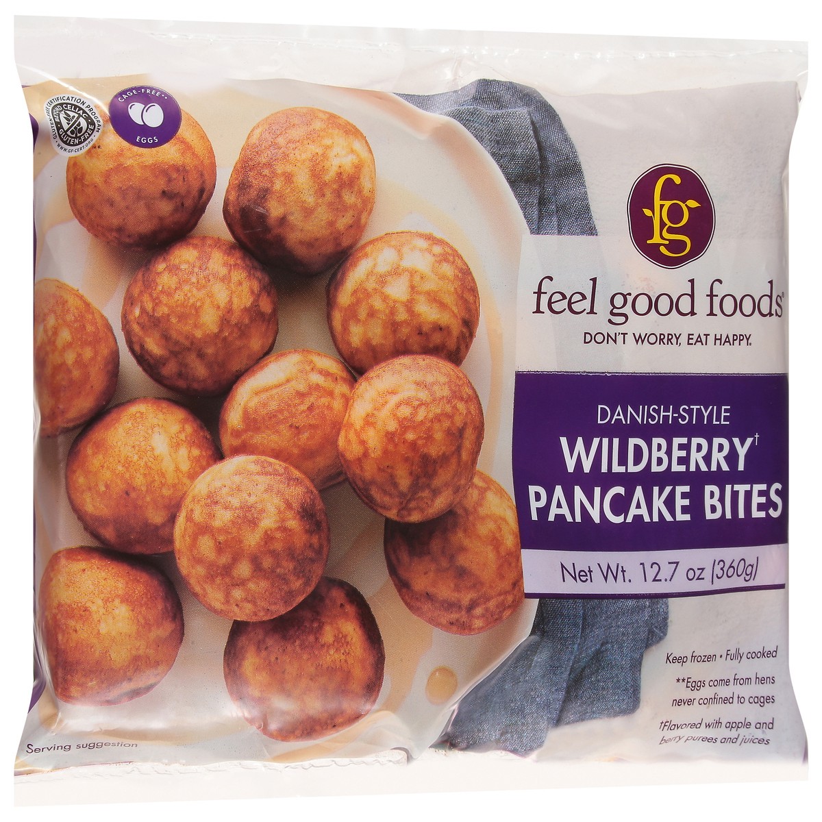 slide 11 of 13, Feel Good Foods Gluten Free Danish-Style Wildberry Pancake Bites 12.7 oz, 12.7 oz