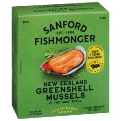 Sanford Sustainable Seafood New Zealand Greenshell Mussels In The Half Shell 2.0 lb
