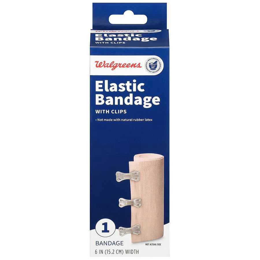 slide 1 of 3, Walgreens Elastic Bandage With Clips 6 Inch, 1 ct