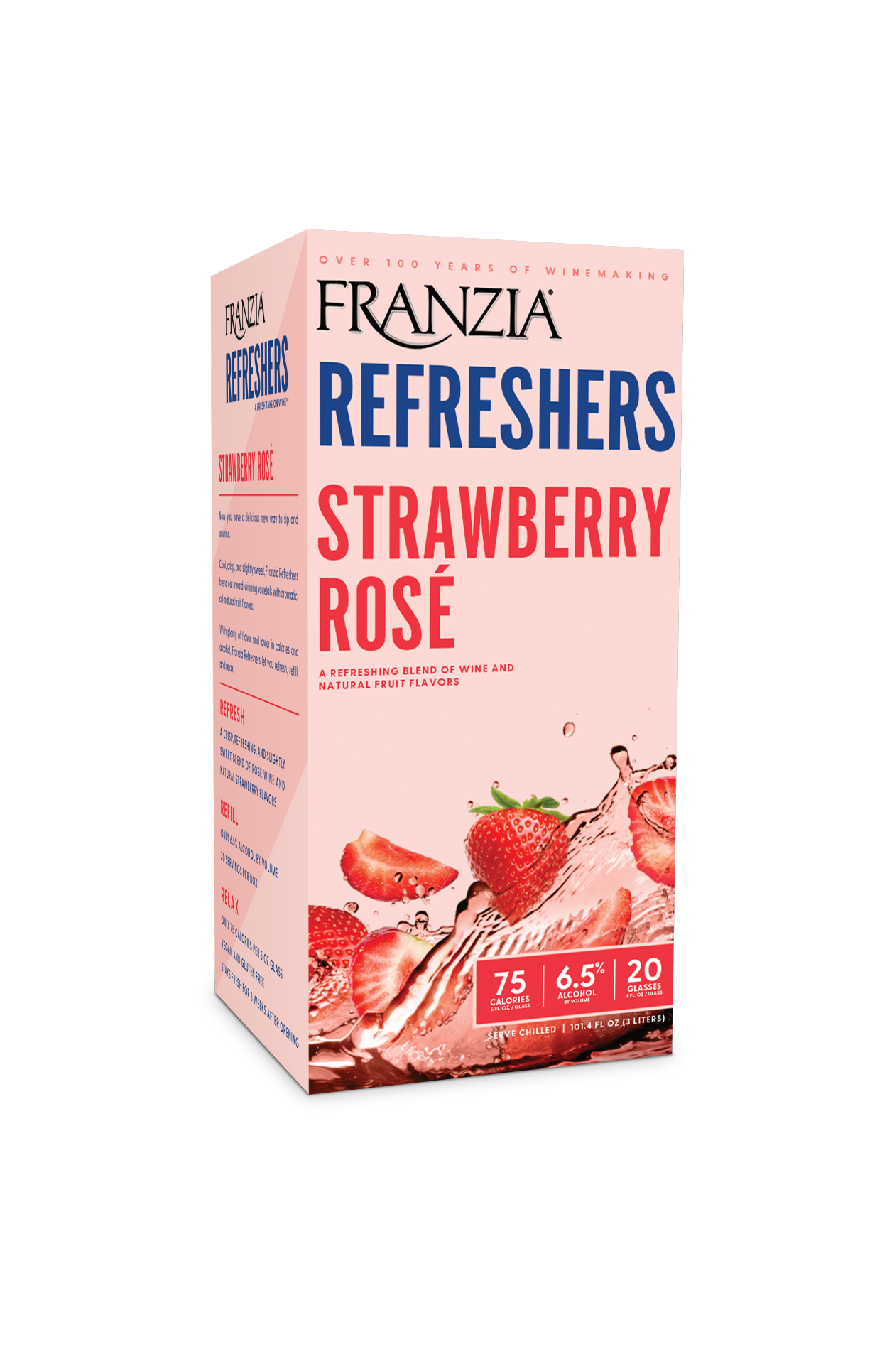slide 1 of 5, Franzia Refreshers Strawberry Rose Box Wine, 3 liter