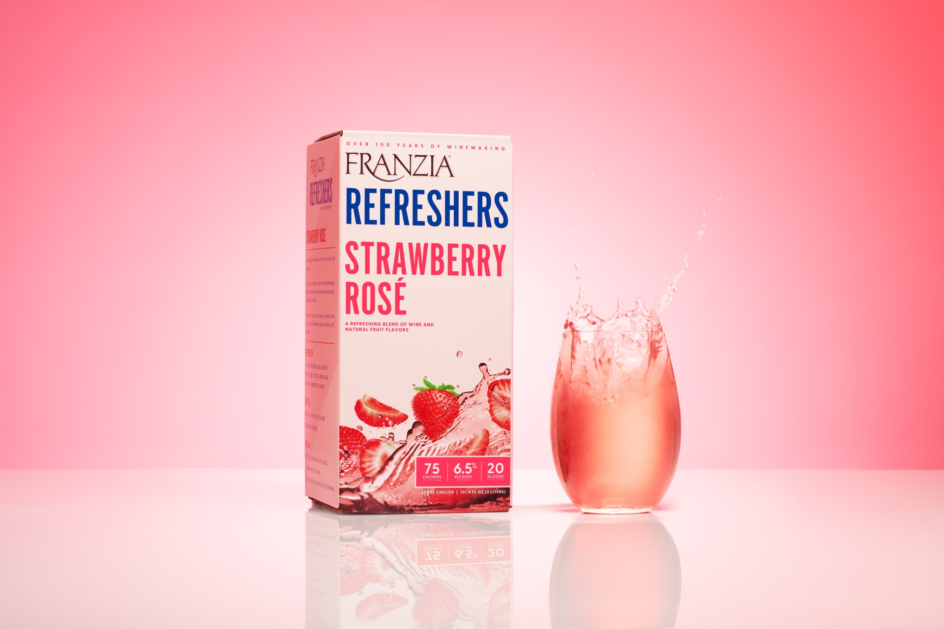 slide 5 of 5, Franzia Refreshers Strawberry Rose Box Wine, 3 liter