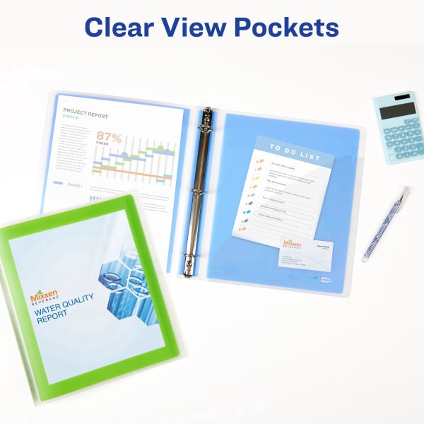 slide 2 of 9, Avery Flexi-View 3 Ring Binder, 1"" Round Rings, Blue, 1 Binder, 1 ct