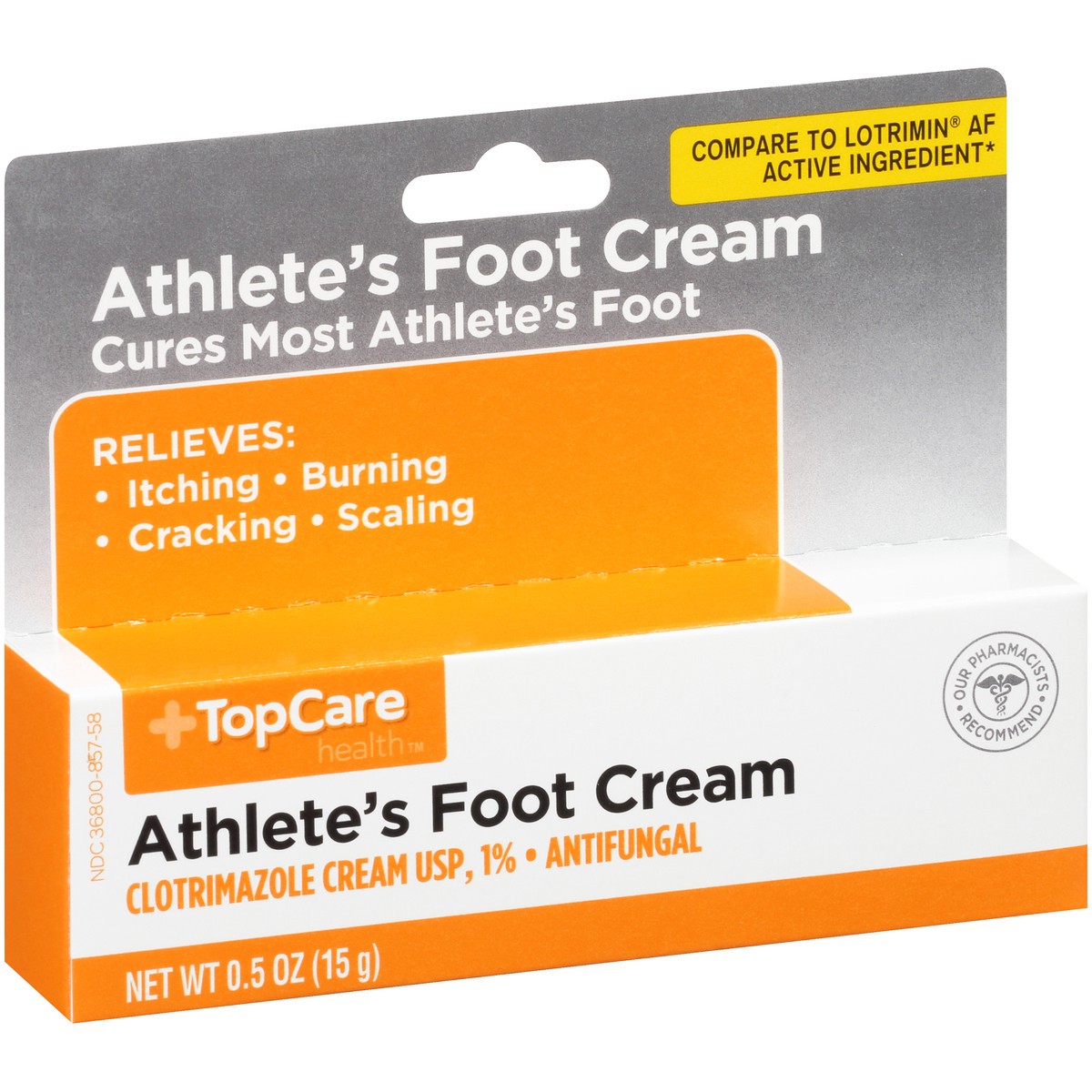 slide 2 of 8, TopCare Athlete's Foot Cream Clotrimazole Usp, 1% Antifungal, 0.5 oz