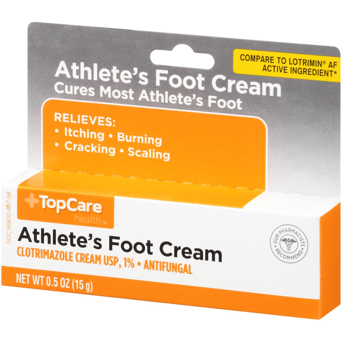 slide 3 of 8, TopCare Athlete's Foot Cream Clotrimazole Usp, 1% Antifungal, 0.5 oz