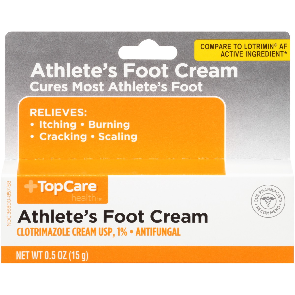 slide 1 of 8, TopCare Athlete's Foot Cream Clotrimazole Usp, 1% Antifungal, 0.5 oz