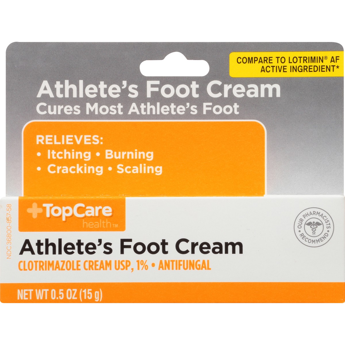 slide 7 of 8, TopCare Athlete's Foot Cream Clotrimazole Usp, 1% Antifungal, 0.5 oz