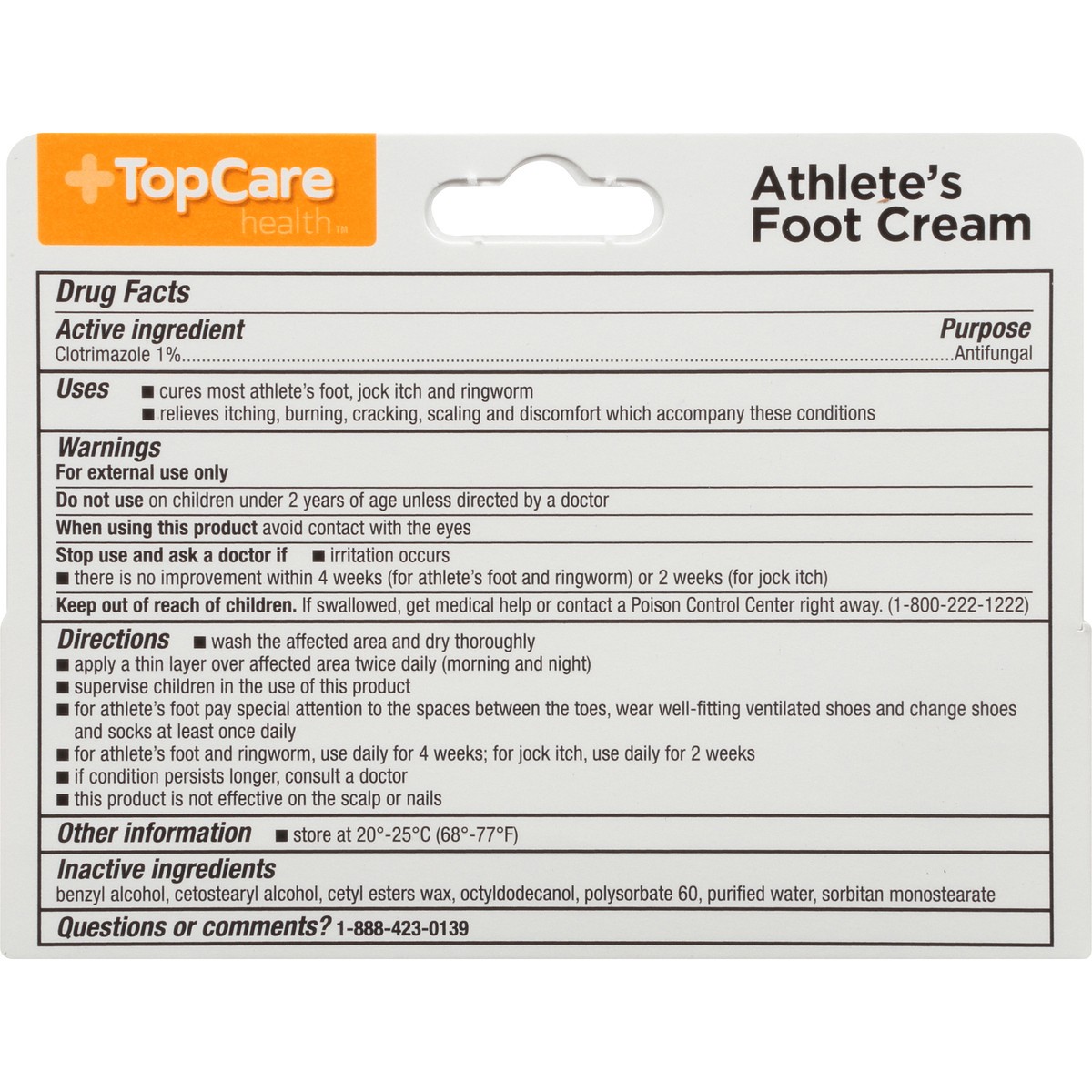 slide 8 of 8, TopCare Athlete's Foot Cream Clotrimazole Usp, 1% Antifungal, 0.5 oz