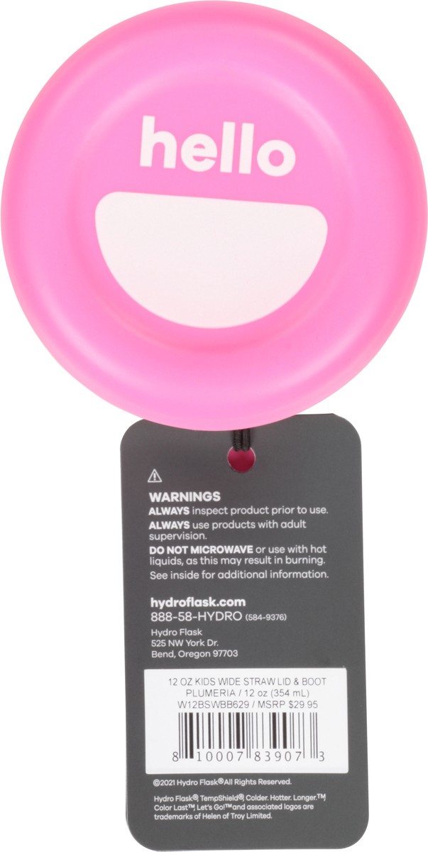 slide 6 of 9, Hydro Flask 12 Ounce For Kids Plumeria Wide Straw Lid & Boot Bottle 1 ea, 1 ct