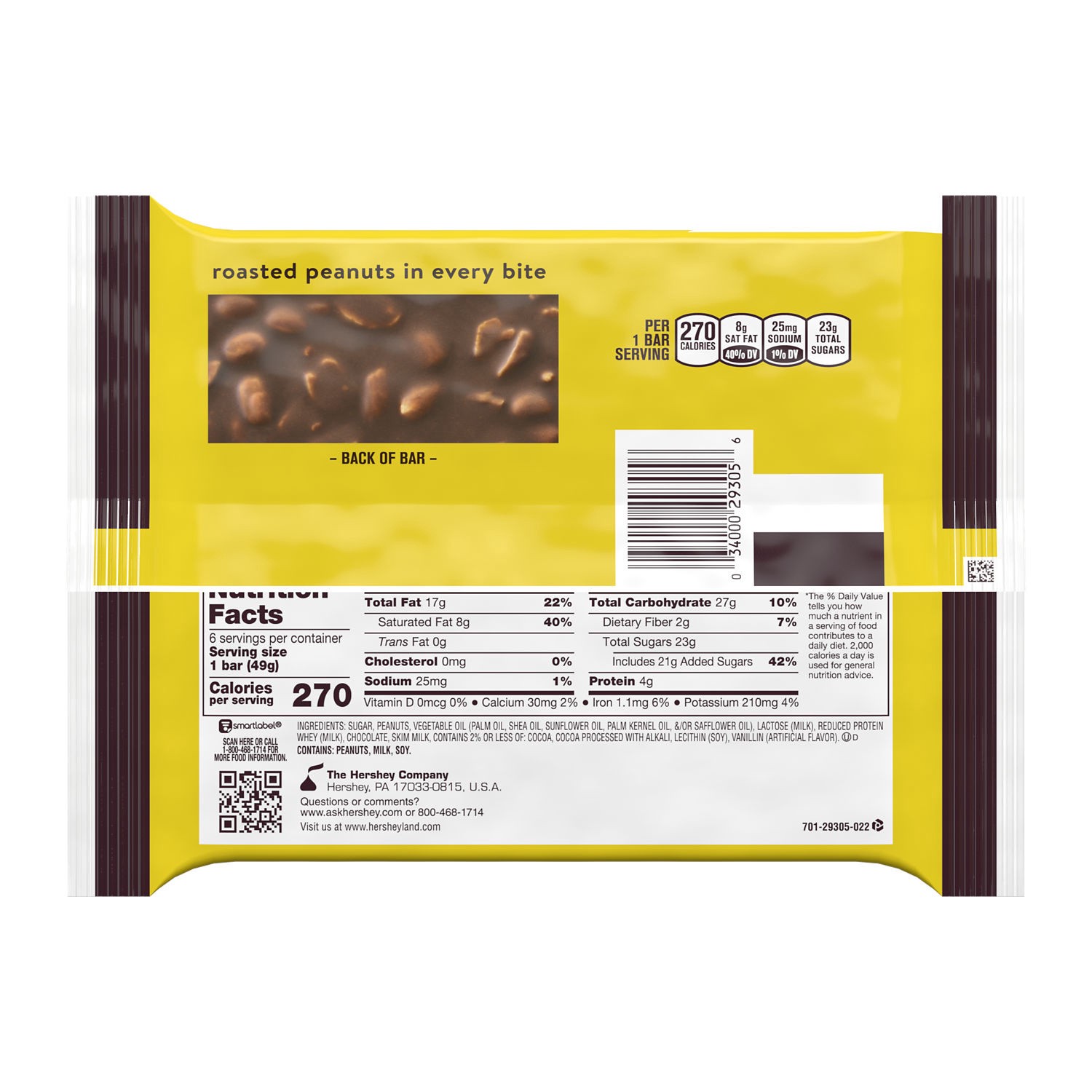 slide 6 of 9, Hershey's MR. GOODBAR Chocolate with Peanuts Candy Bars, 1.75 oz (6 Count), 1.75 oz