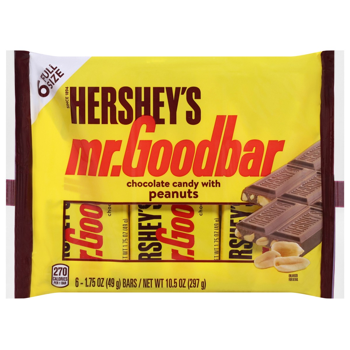 slide 1 of 9, Hershey's Mr. Goodbar Chocolate with Peanuts Candy Bars, 1.75 oz (6 Count), 6 ct; 1.75 oz