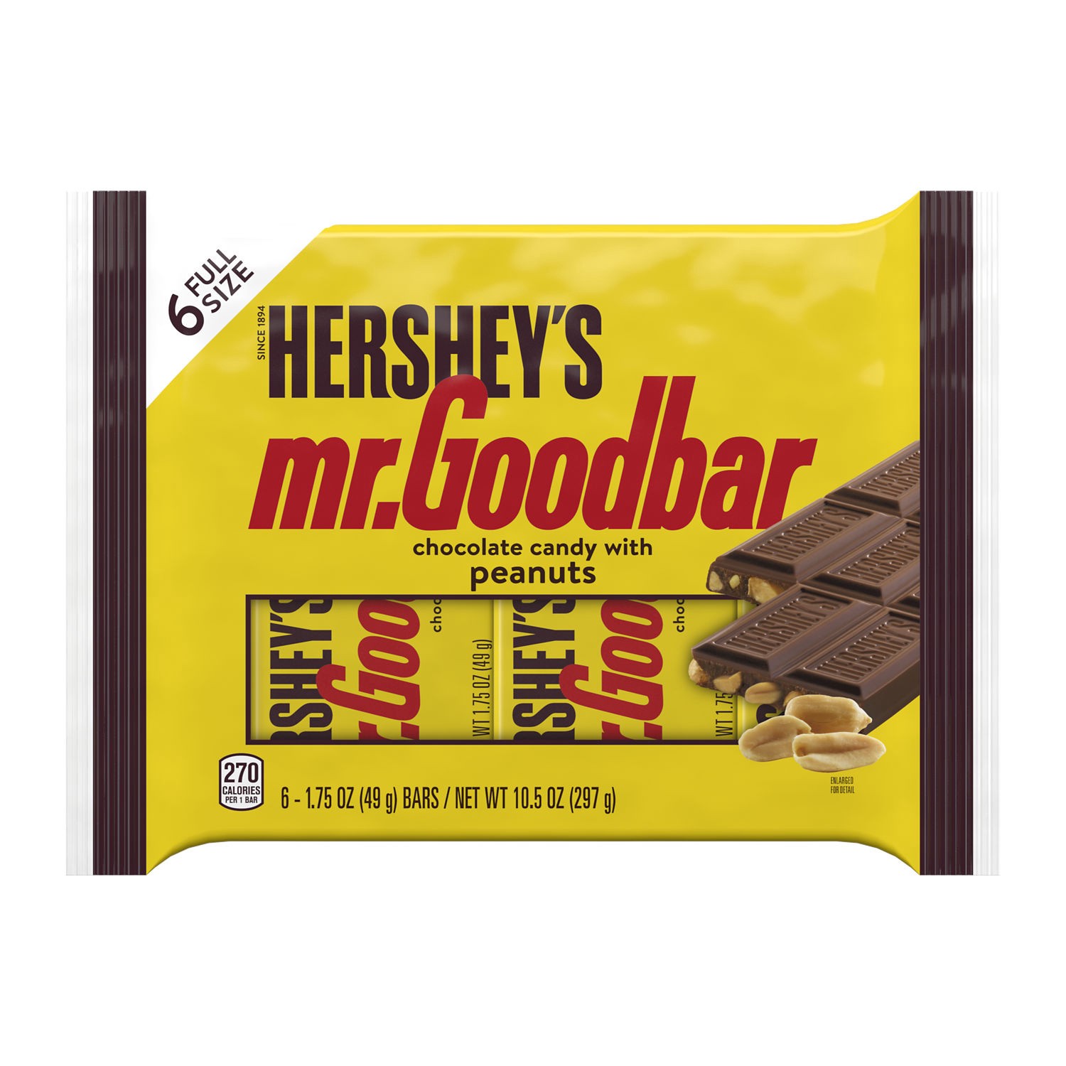 slide 1 of 9, Hershey's MR. GOODBAR Chocolate with Peanuts Candy Bars, 1.75 oz (6 Count), 1.75 oz