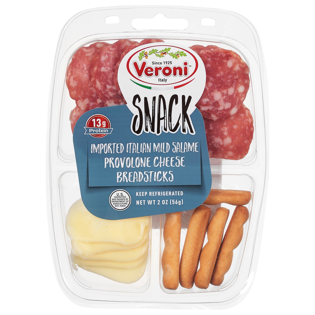 slide 1 of 14, Veroni Snack Salame Provolone Breadsticks - 2 oz Tray, 2 oz