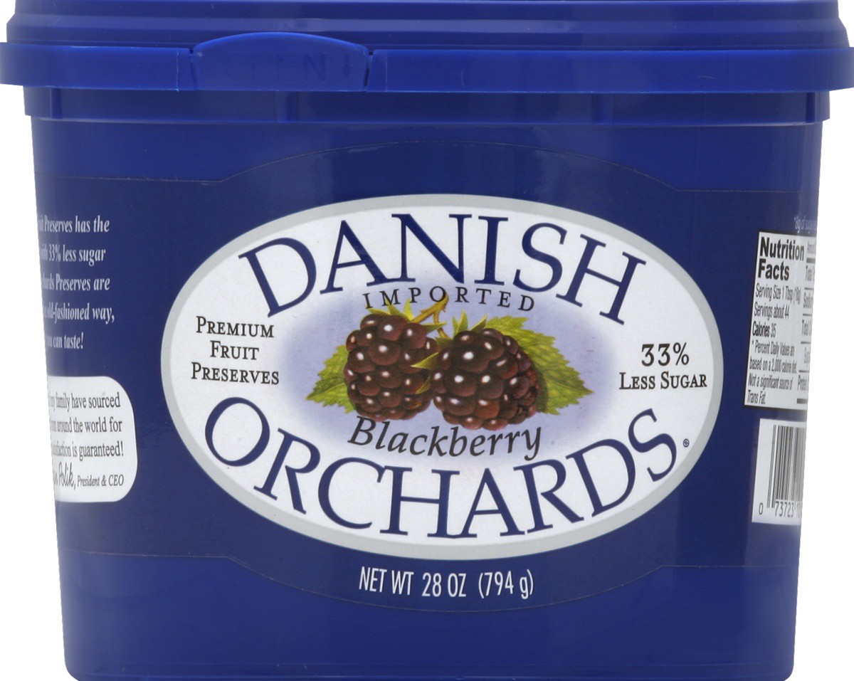 slide 2 of 3, Danish Orchards Fruit Preserves Premium Blackberry, 28 oz