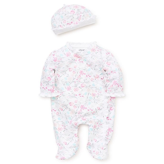 slide 1 of 1, Little Me Newborn Watercolor Floral Footie & Hat Set - Pink, 2 ct