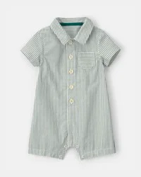 Carter's Baby Boy Stripe Short-Sleeve Romper - Green/White, 3M