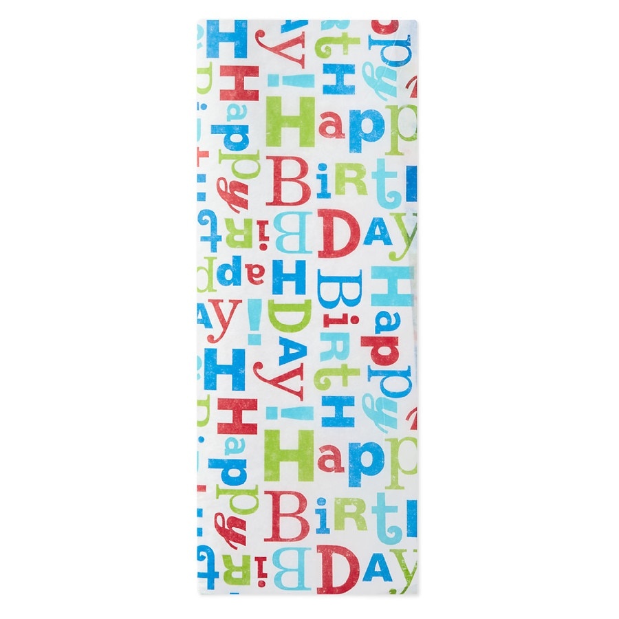 happy birthday lettering tissue paper 6 sheets