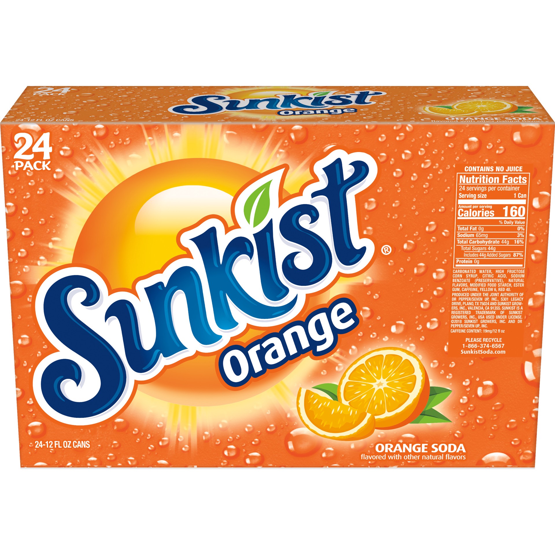 slide 3 of 5, Sunkist Orange Soda, 12 fl oz, 24 ct