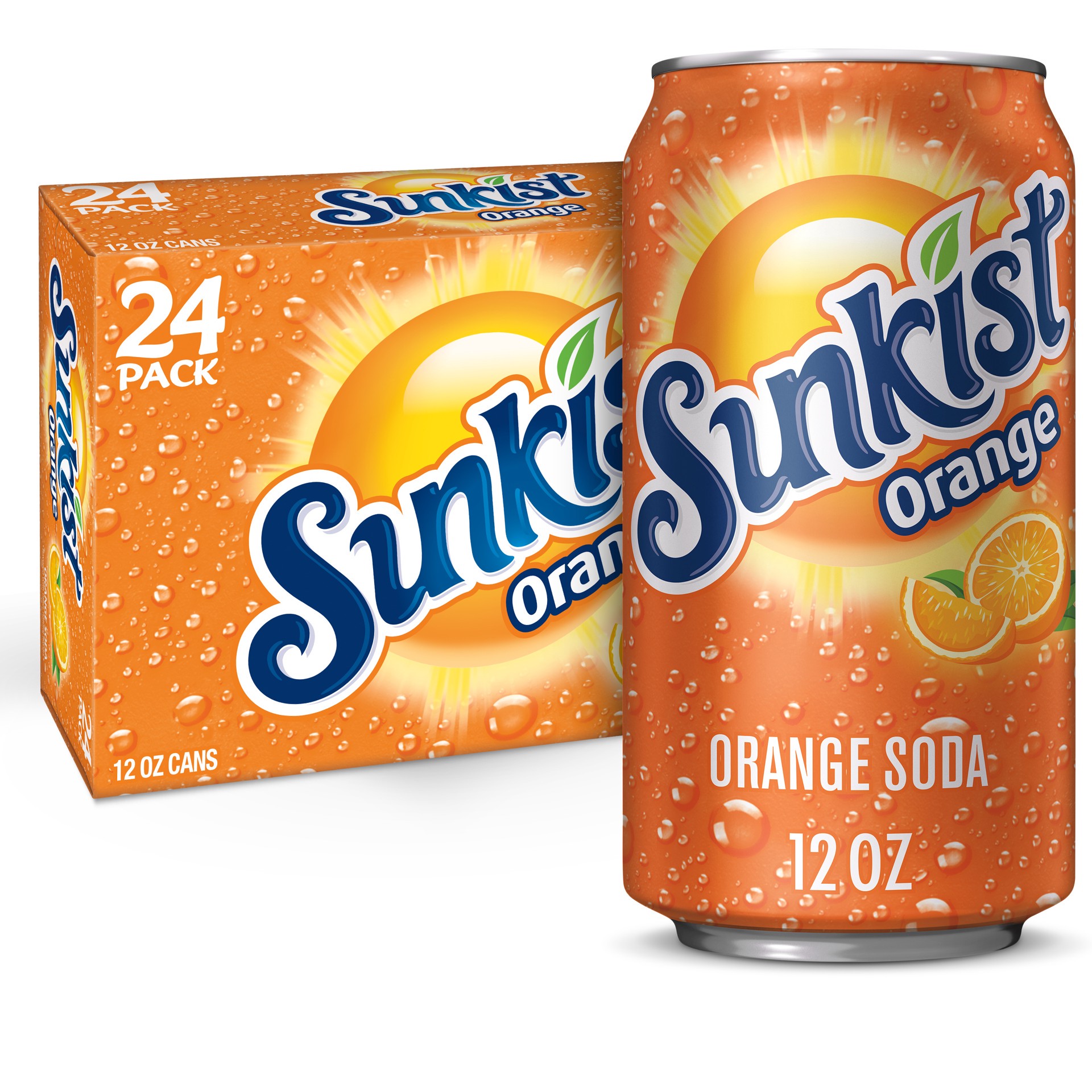 slide 1 of 5, Sunkist Orange Soda, 12 fl oz, 24 ct