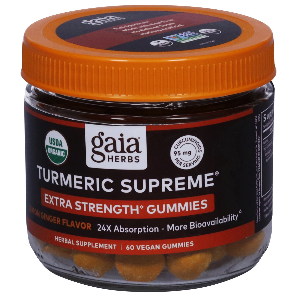 slide 11 of 14, Gaia Herbs Extra Strength Lemon Ginger Flavor Turmeric Supreme 60 Vegan Gummies, 60 ct