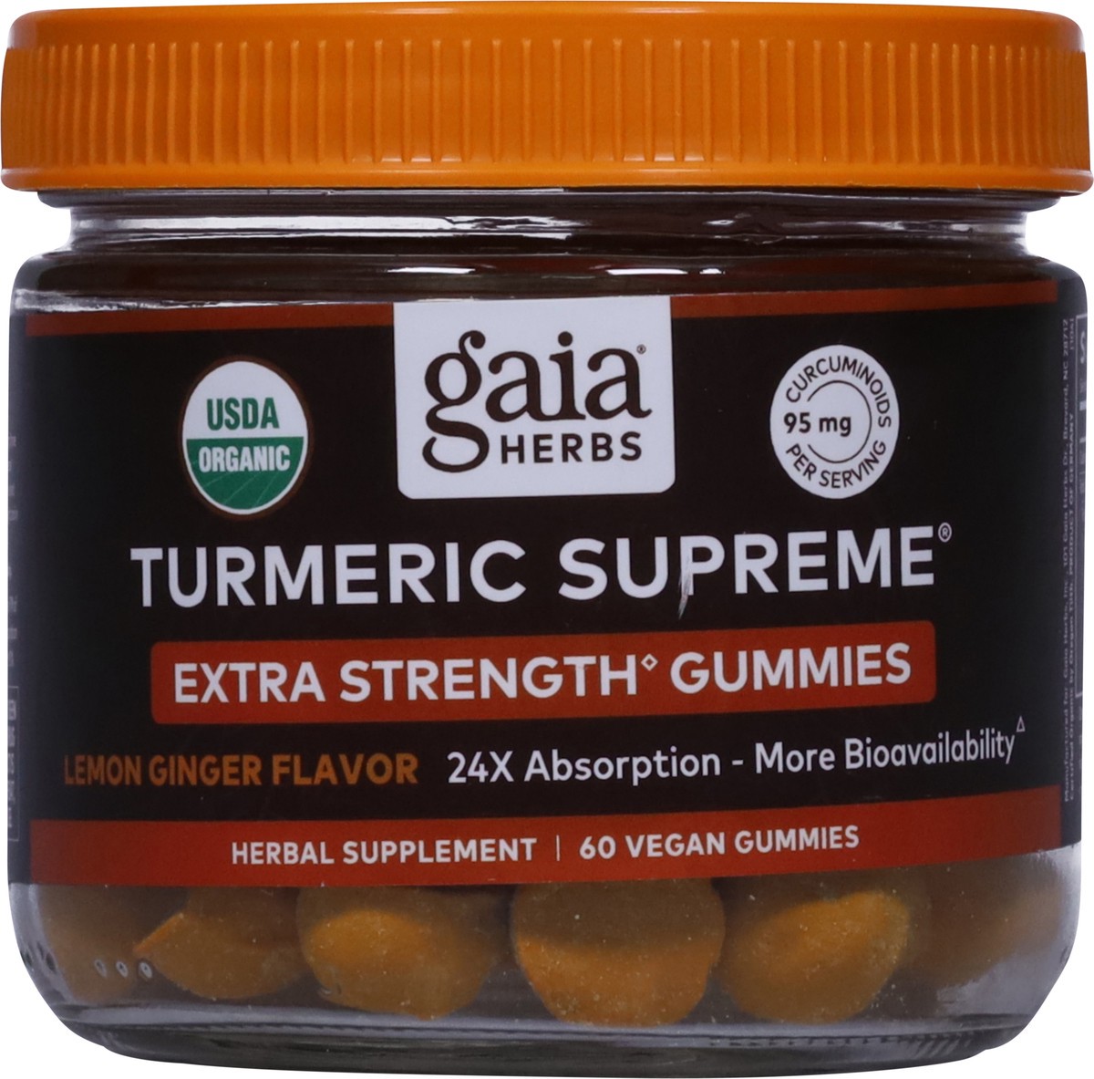 slide 6 of 14, Gaia Herbs Extra Strength Lemon Ginger Flavor Turmeric Supreme 60 Vegan Gummies, 60 ct