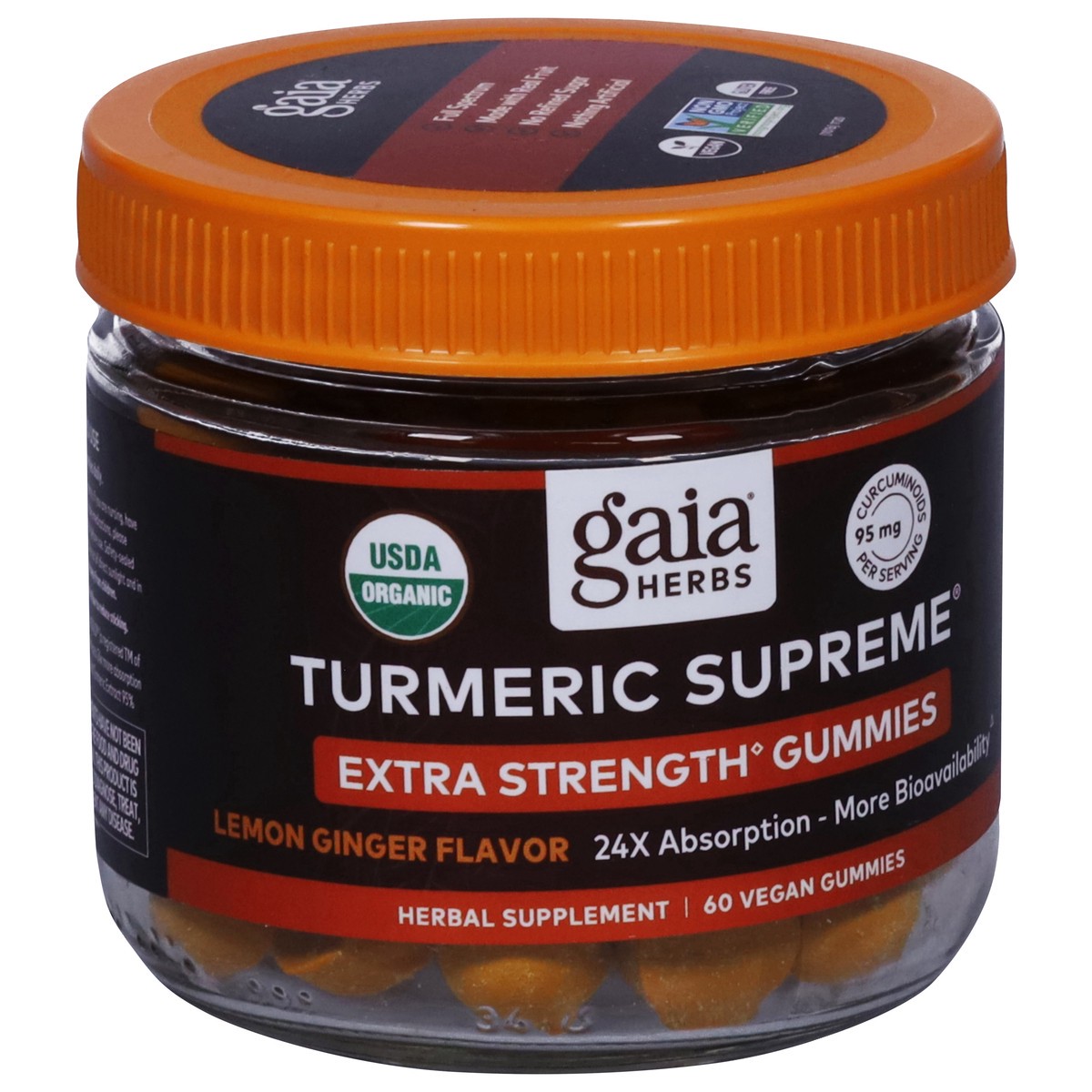slide 4 of 14, Gaia Herbs Extra Strength Lemon Ginger Flavor Turmeric Supreme 60 Vegan Gummies, 60 ct