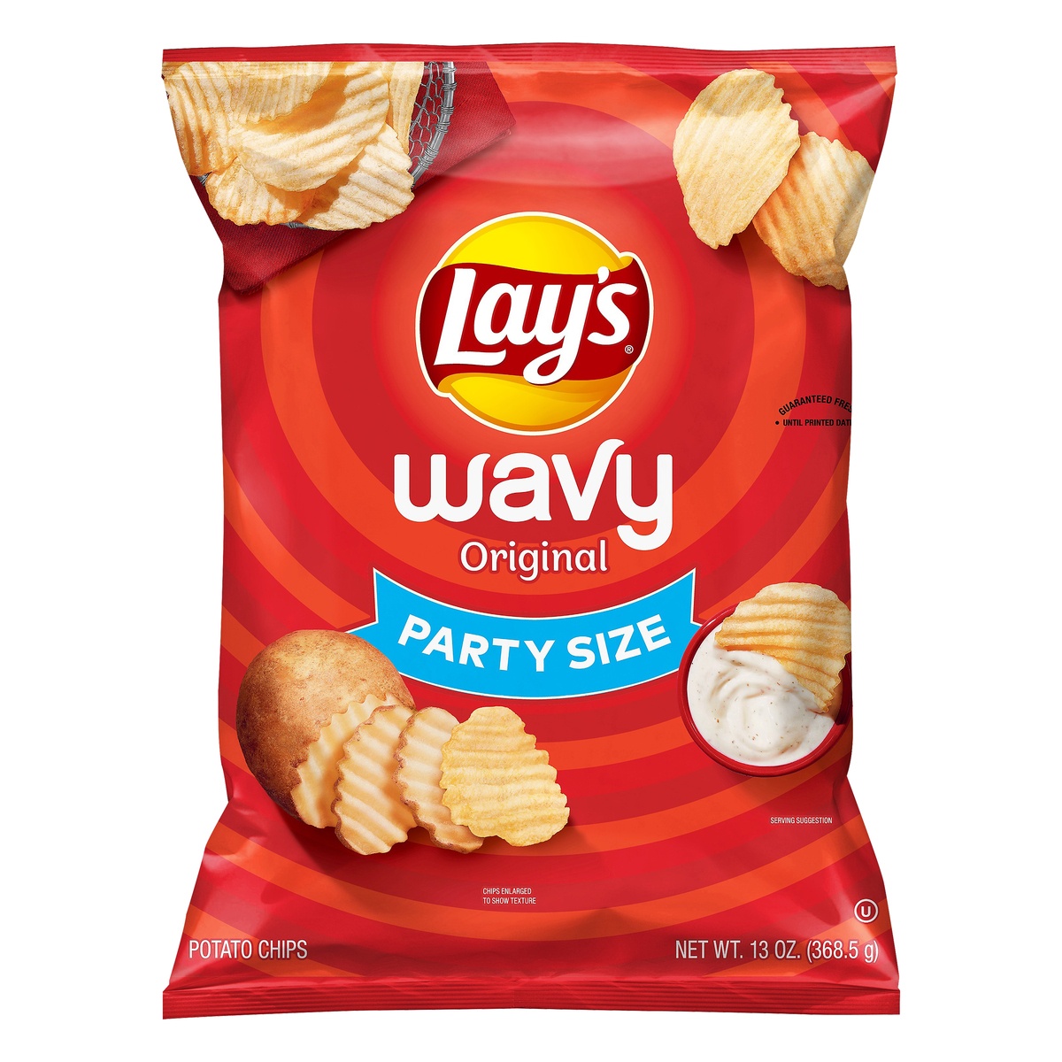 slide 1 of 1, Lays Party Size Wavy Original Potato Chips 13 oz, 13 oz