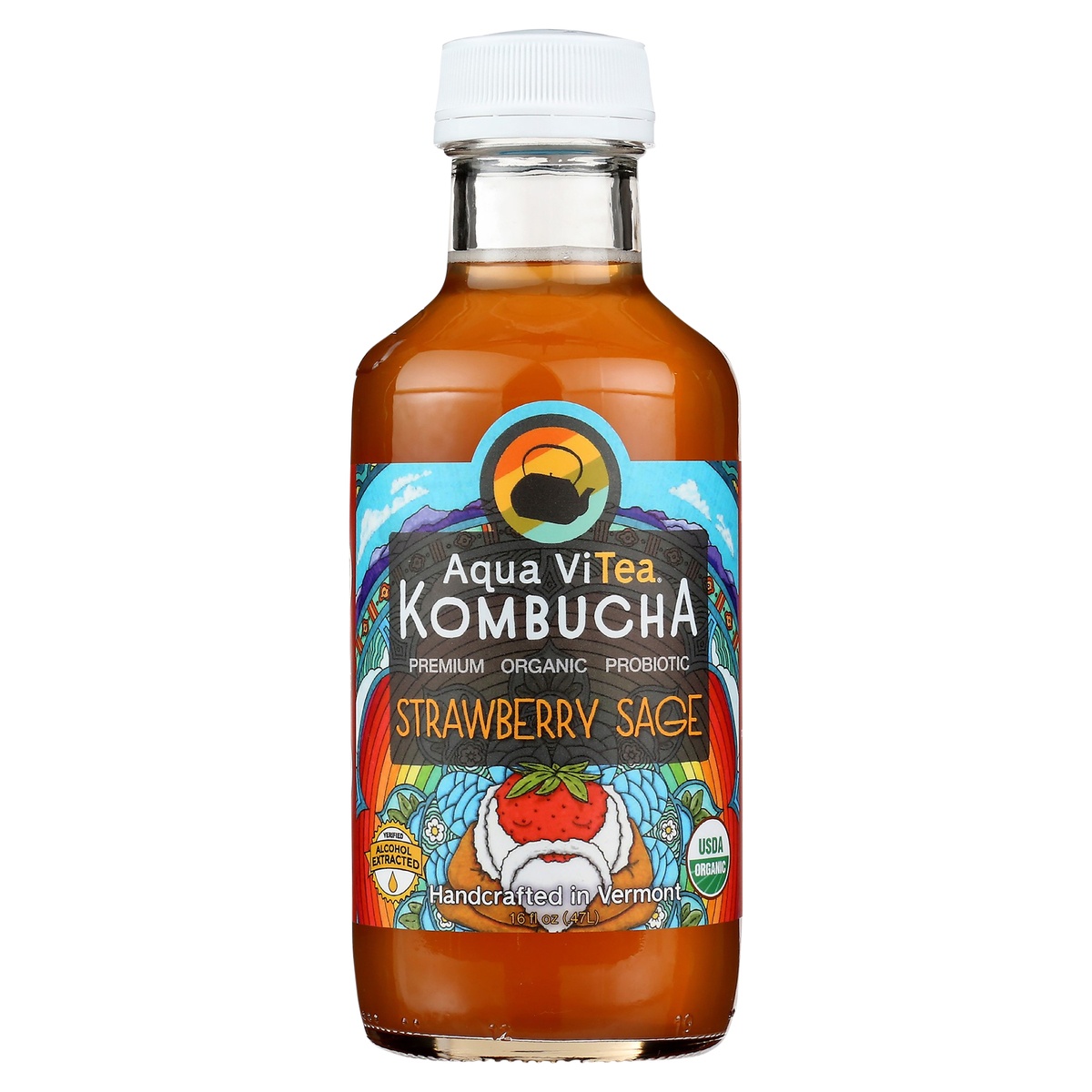 slide 7 of 7, Aqua ViTea Kombucha - Strawberry Sage, 16 fl oz