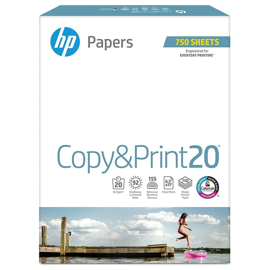 slide 1 of 1, HP Paper, Everyday Copy & Print, 20 lb, Value Pack, 750 ct