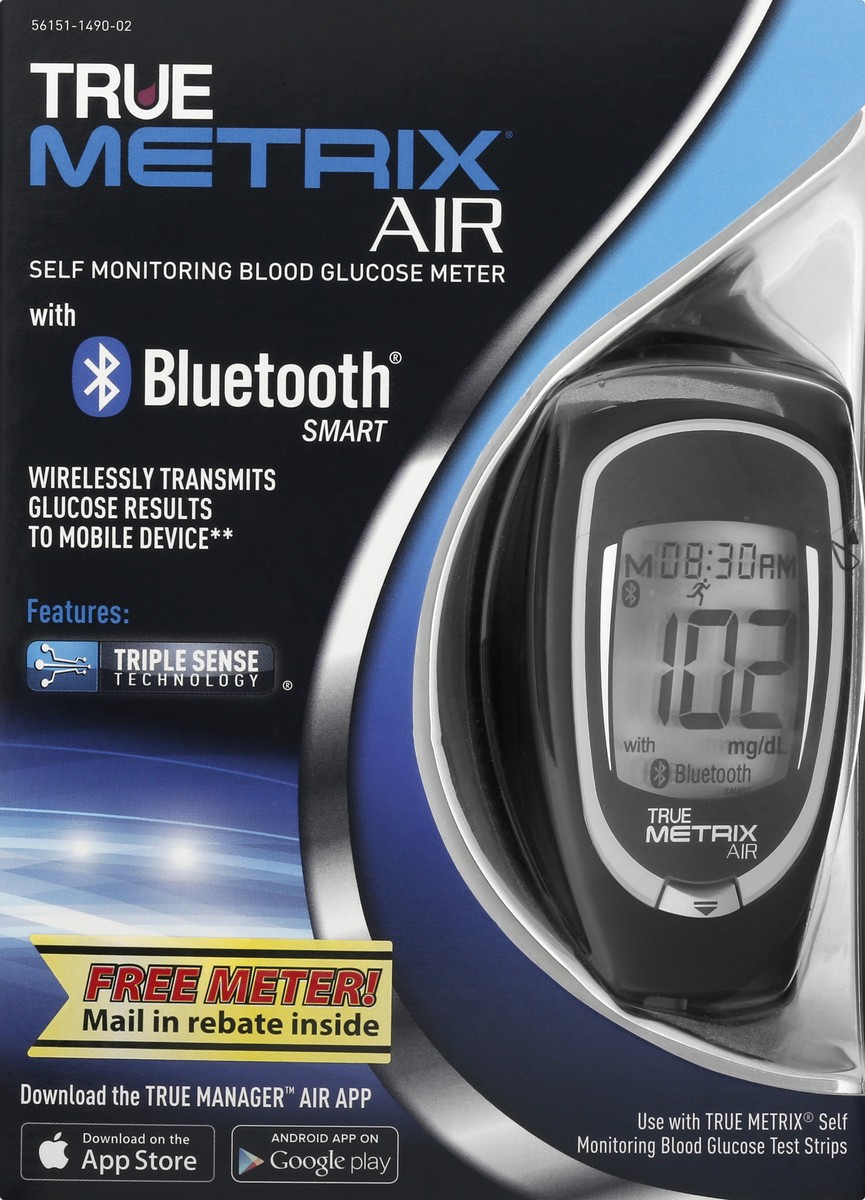 slide 10 of 11, True Metrix Air Bluetooth Smart Self Monitoring Blood Glucose Meter 1 ea, 1 ct