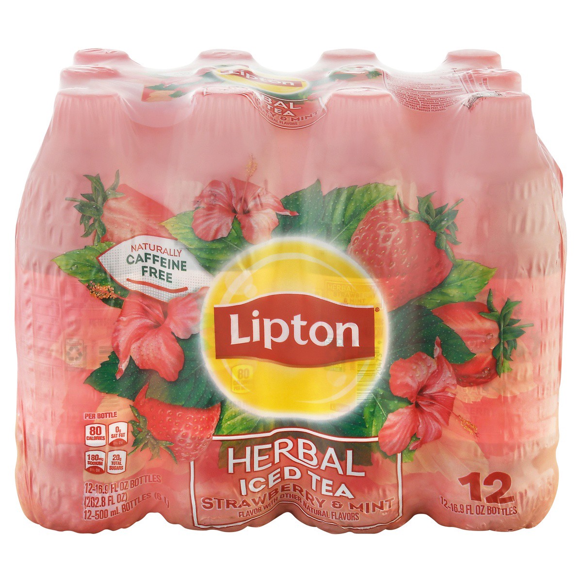 slide 1 of 9, Lipton Herbal Iced Tea Strawberry & Mint Flavor 16.9 Fluid Ounce - 202.8 oz, 202.8 oz