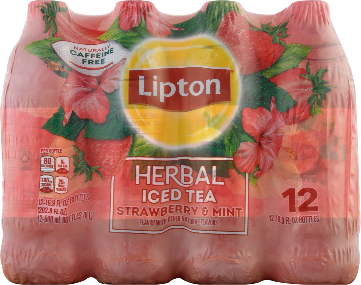 slide 7 of 9, Lipton Herbal Iced Tea Strawberry & Mint Flavor 16.9 Fluid Ounce - 202.8 oz, 202.8 oz