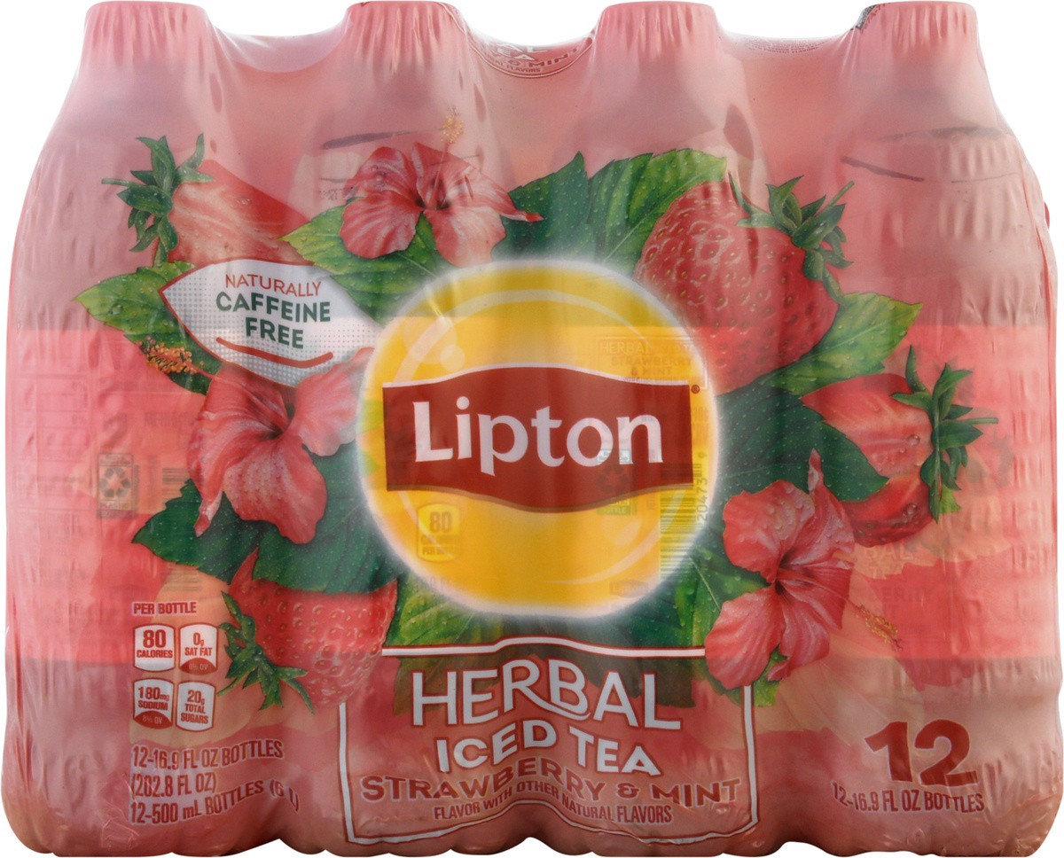 slide 8 of 9, Lipton Herbal Iced Tea Strawberry & Mint Flavor 16.9 Fluid Ounce - 202.8 oz, 202.8 oz