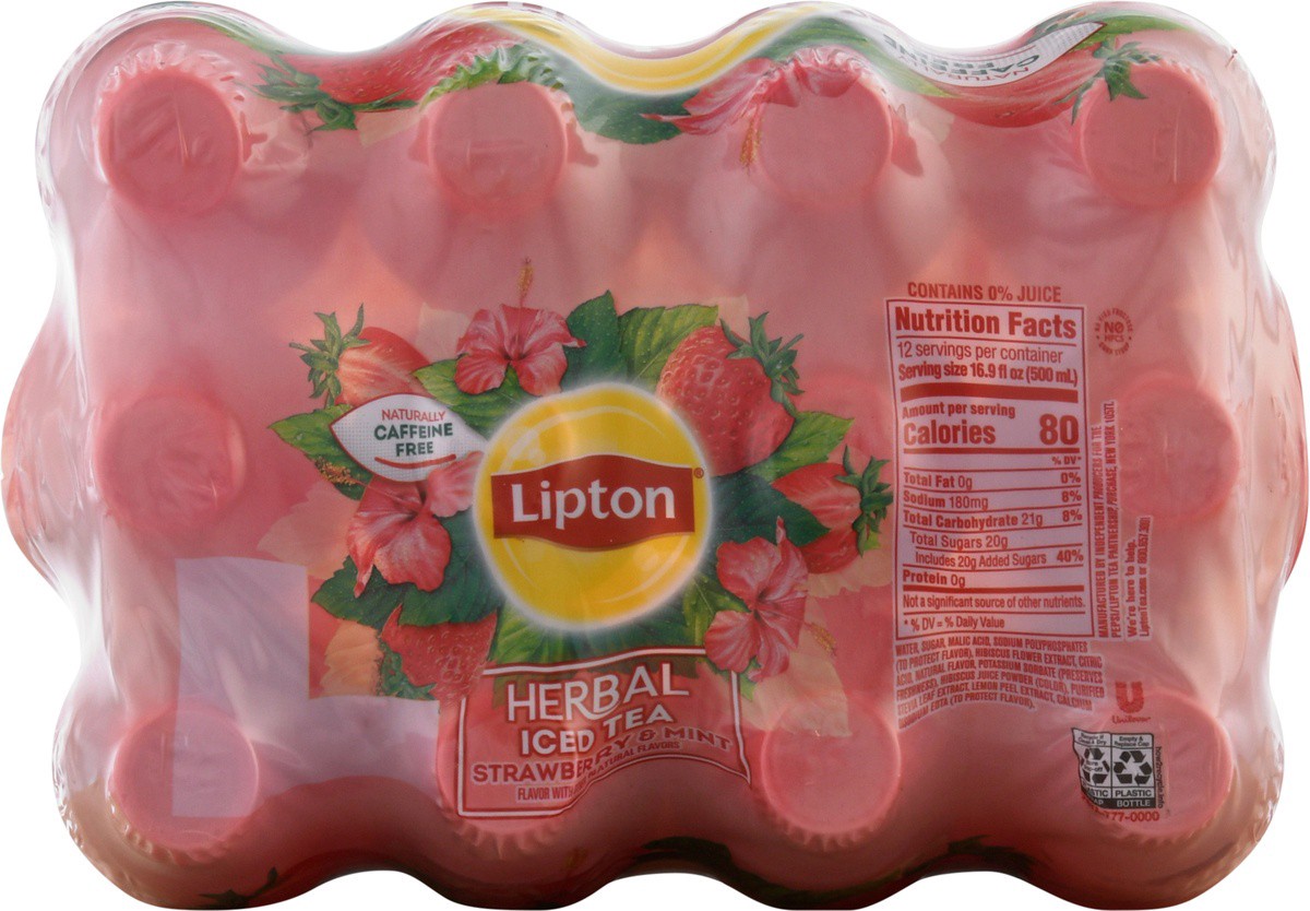 slide 5 of 9, Lipton Herbal Iced Tea Strawberry & Mint Flavor 16.9 Fluid Ounce - 202.8 oz, 202.8 oz