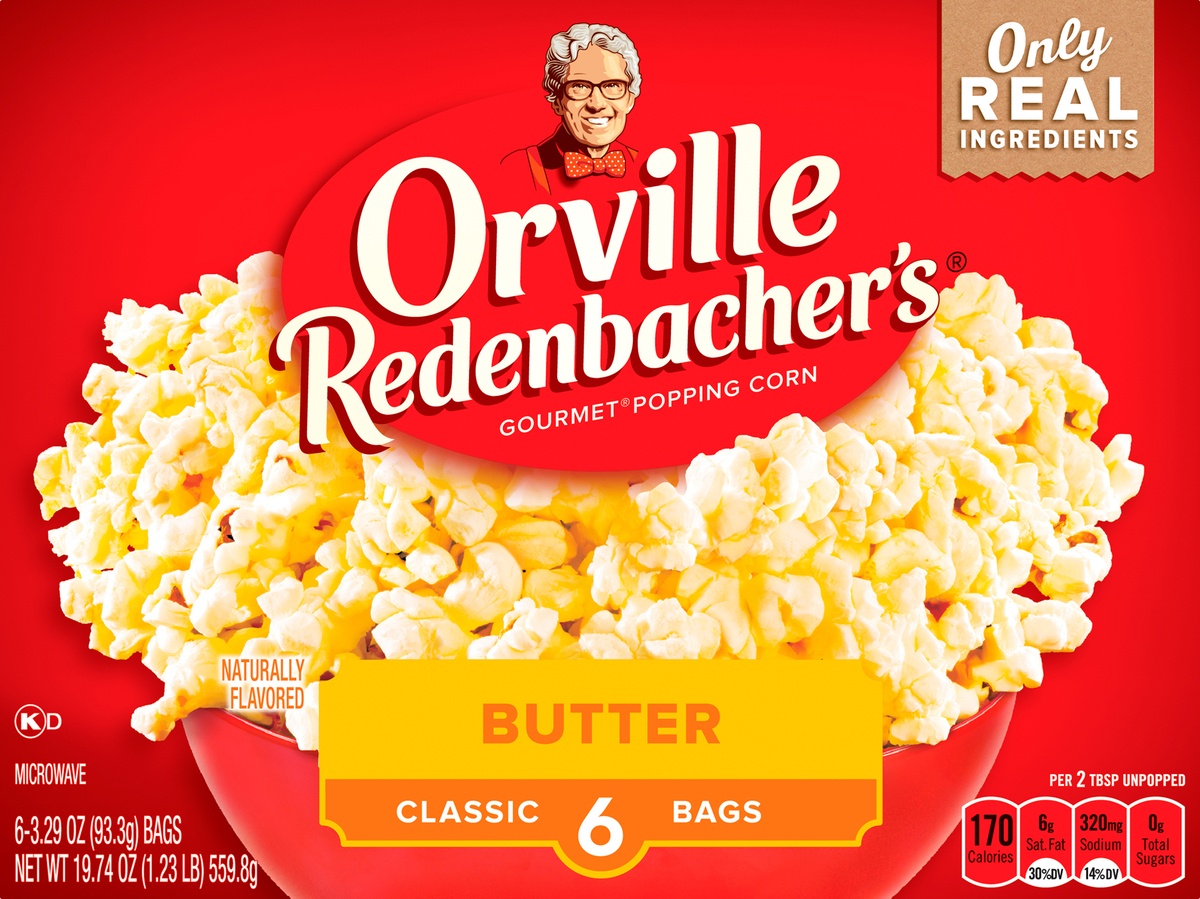 slide 7 of 9, Orville Redenbacher's Popping Corn Gourmet Butter Classic Bags, 6 ct; 3.29 oz