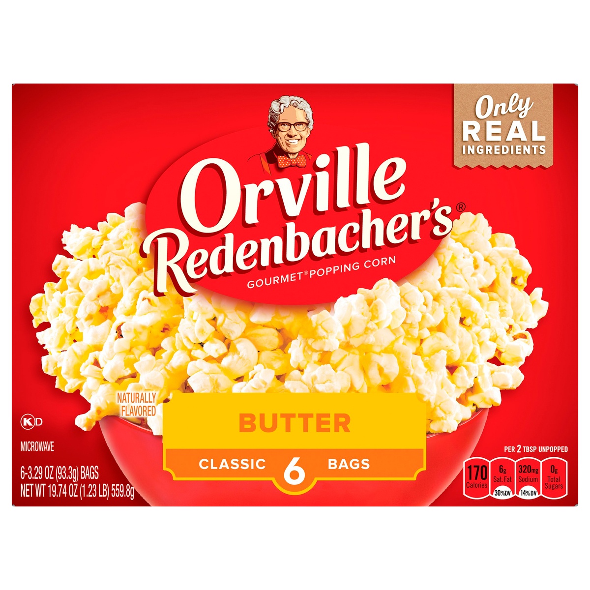 slide 1 of 9, Orville Redenbacher's Popping Corn Gourmet Butter Classic Bags, 6 ct; 3.29 oz