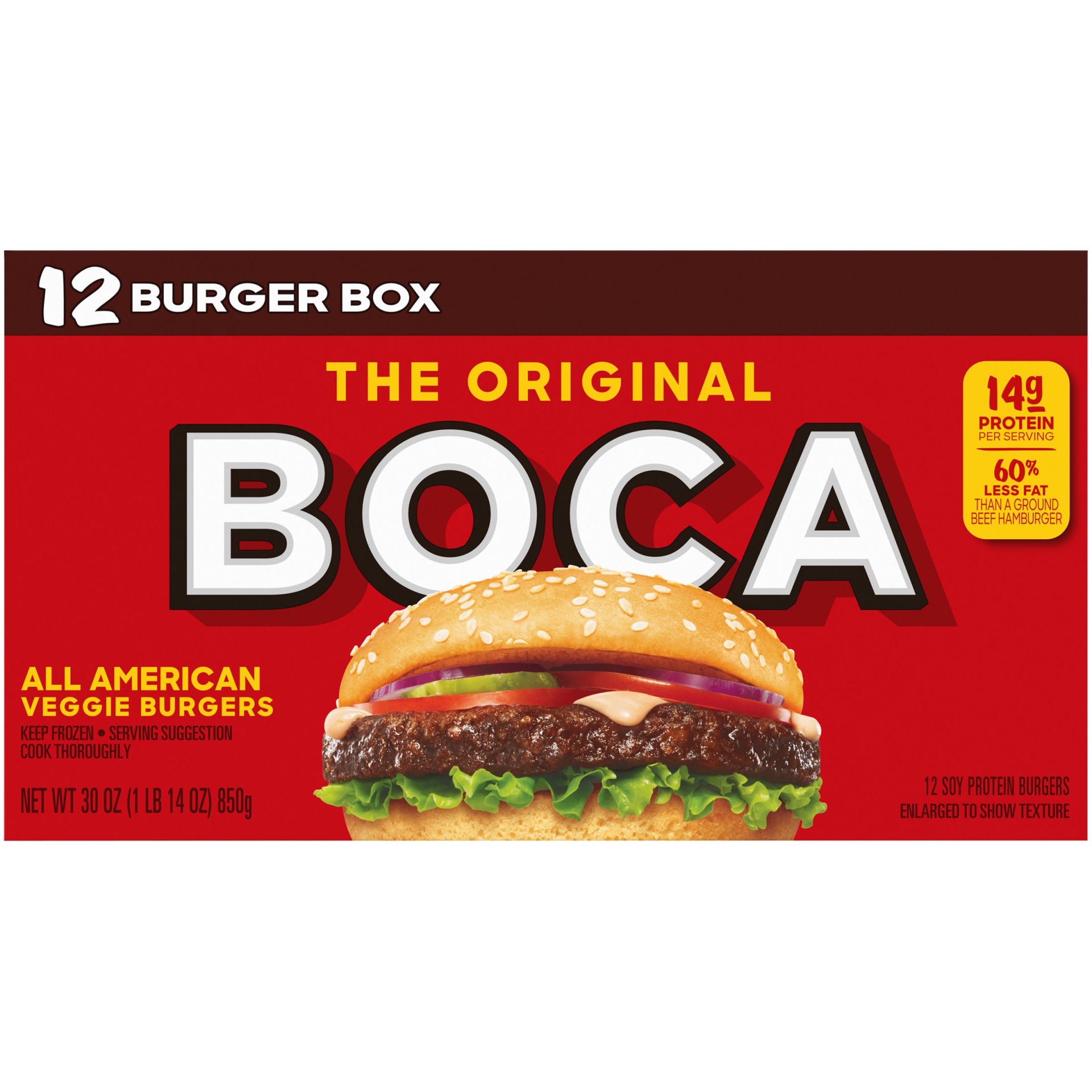slide 2 of 2, BOCA All American Veggie Burgers, 12 ct; 30 oz