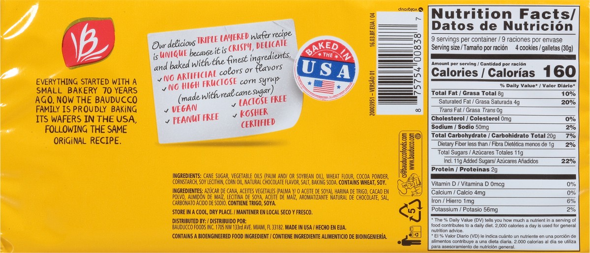 slide 15 of 15, Bauducco Chocolate Wafer 9.0 oz, 9 oz