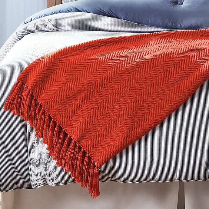 slide 1 of 4, One Kings Lane Open House Milford Throw Blanket - Orange, 1 ct