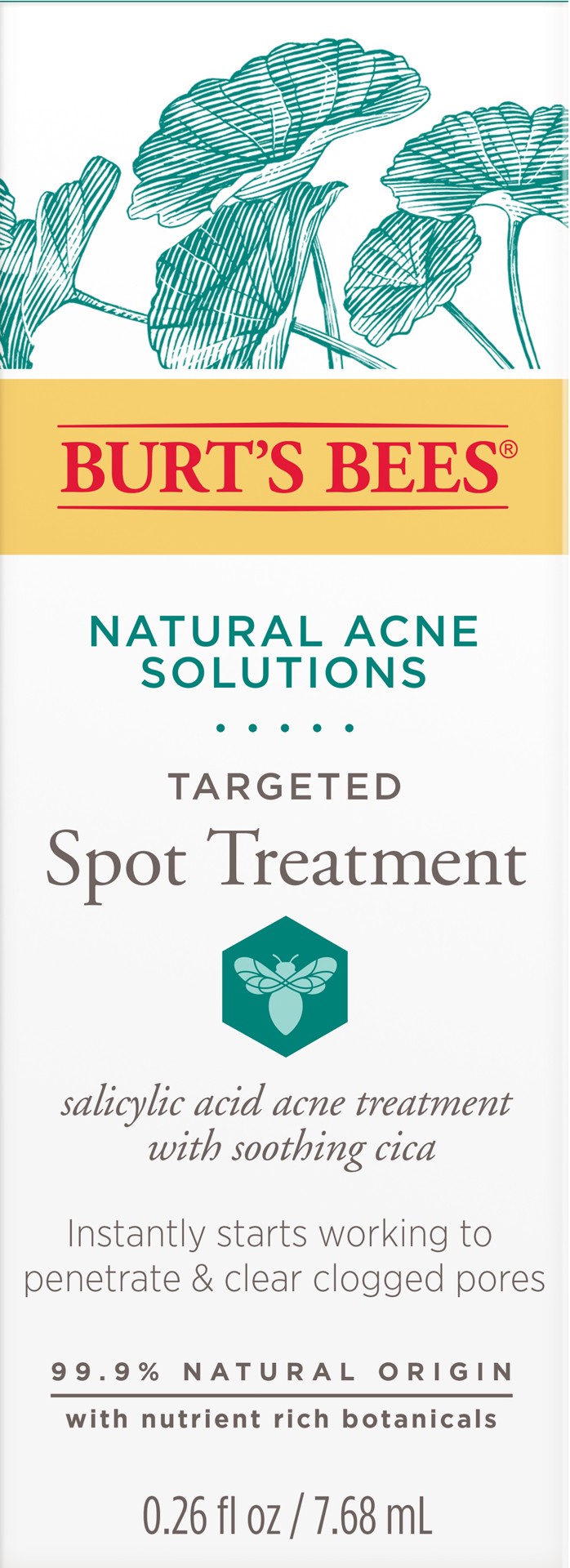 slide 1 of 5, Burt's Bees Natural Acne Solutions Targeted Spot Treatment, Salicylic Acid Acne Treatment with Soothing Cica, 99.9% Natural Origin, 0.26 Fluid Ounces, 0.26 fl oz