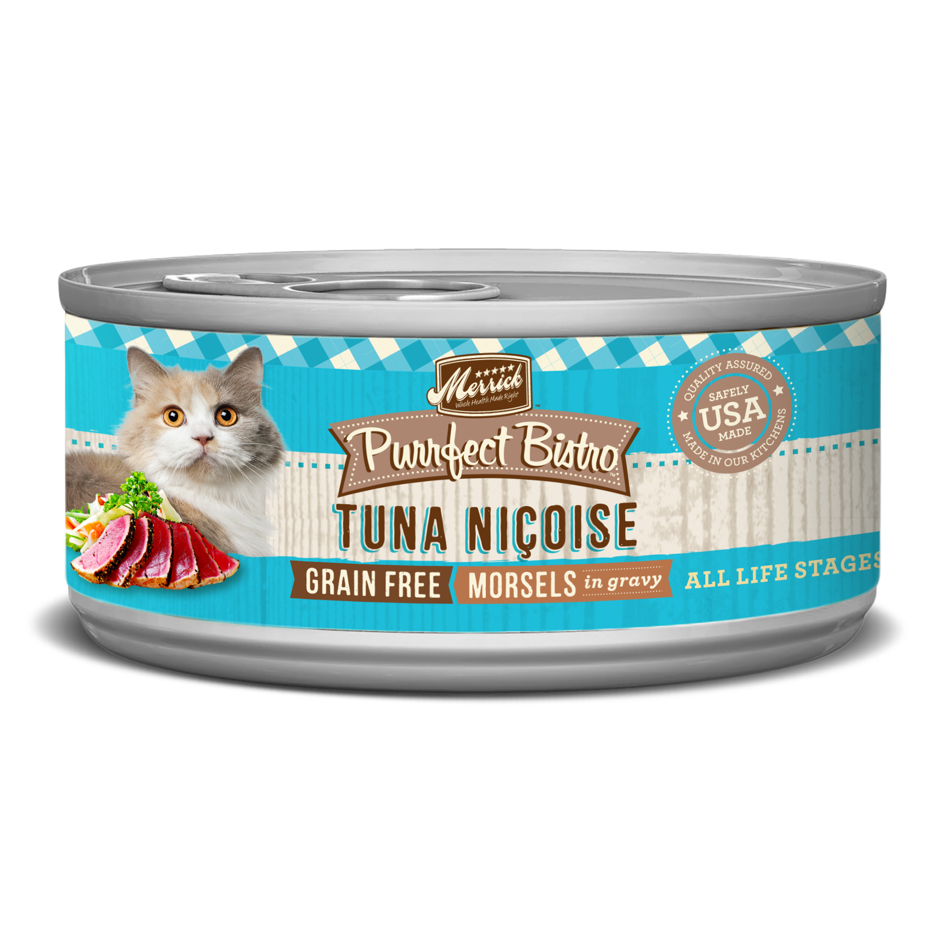 slide 1 of 4, Merrick Purrfect Bistro Grain Free Wet Cat Food Tuna Nicoise Morsels in Gravy -  3 oz Can, 3 oz