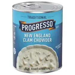 Progresso New England Clam Chowder Soup, Traditional Canned Soup, Gluten Free, 18.5 oz 