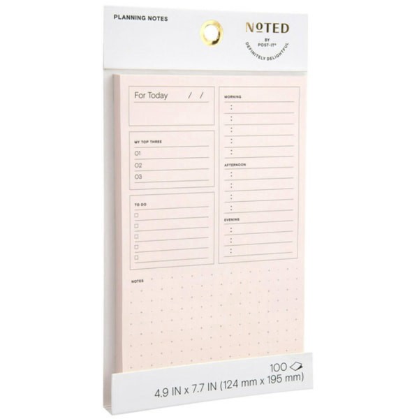slide 2 of 6, Noted By Post-It Plan Your Day Notes, 4-15/16"" X 7-3/4"", Pink, 100 Sheets Per Pad, 100 ct