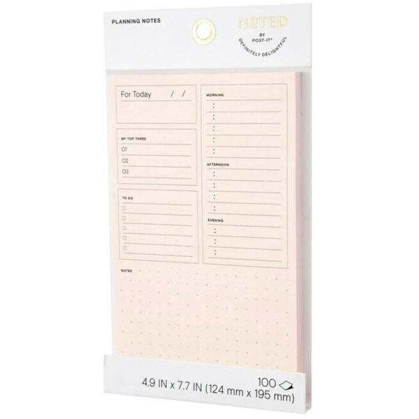 slide 5 of 6, Noted By Post-It Plan Your Day Notes, 4-15/16"" X 7-3/4"", Pink, 100 Sheets Per Pad, 100 ct